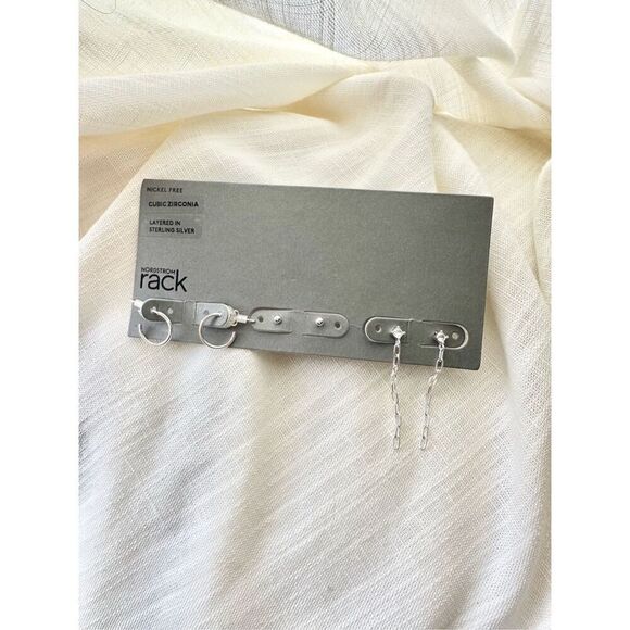 Nordstrom set of three cubic zirconia sterling silver ￼earrings ￼ - Picture 1 of 2